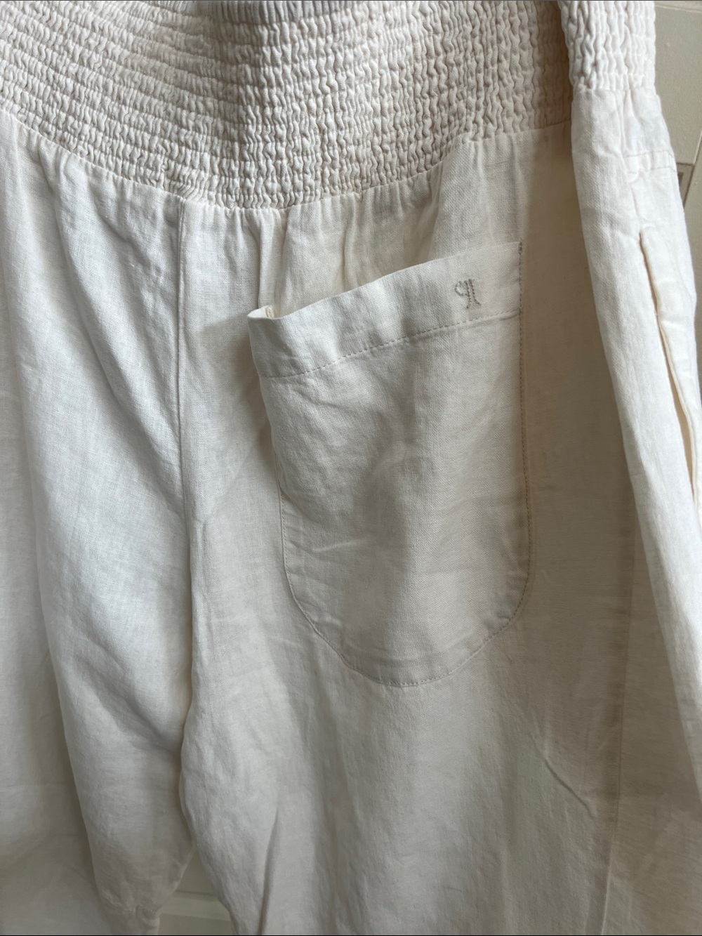 Anthropologie pilcro Linen blend Crop Wide Leg Culottes Pants XL white summer - Picture 8 of 10